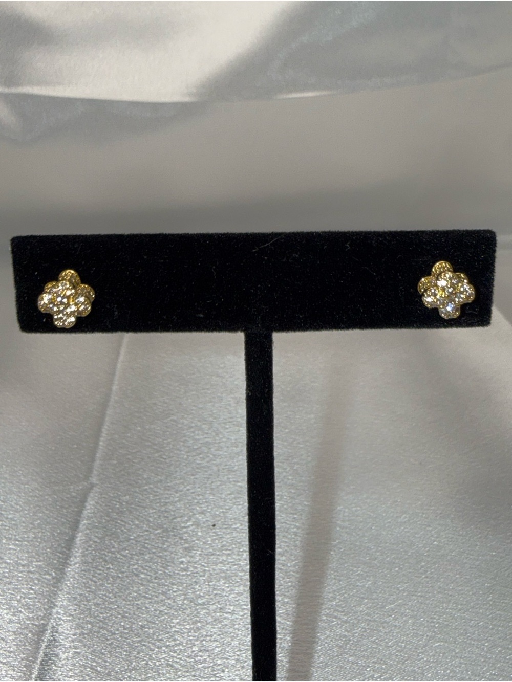 18K Gold Dipped AAA CZ Cross Stud Earrings